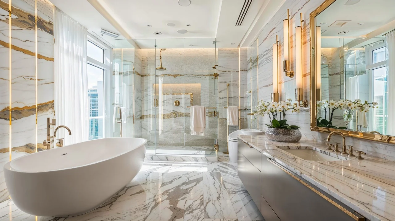 Altın Detaylarla Zarif ve Şık Banyo Dekorasyonu